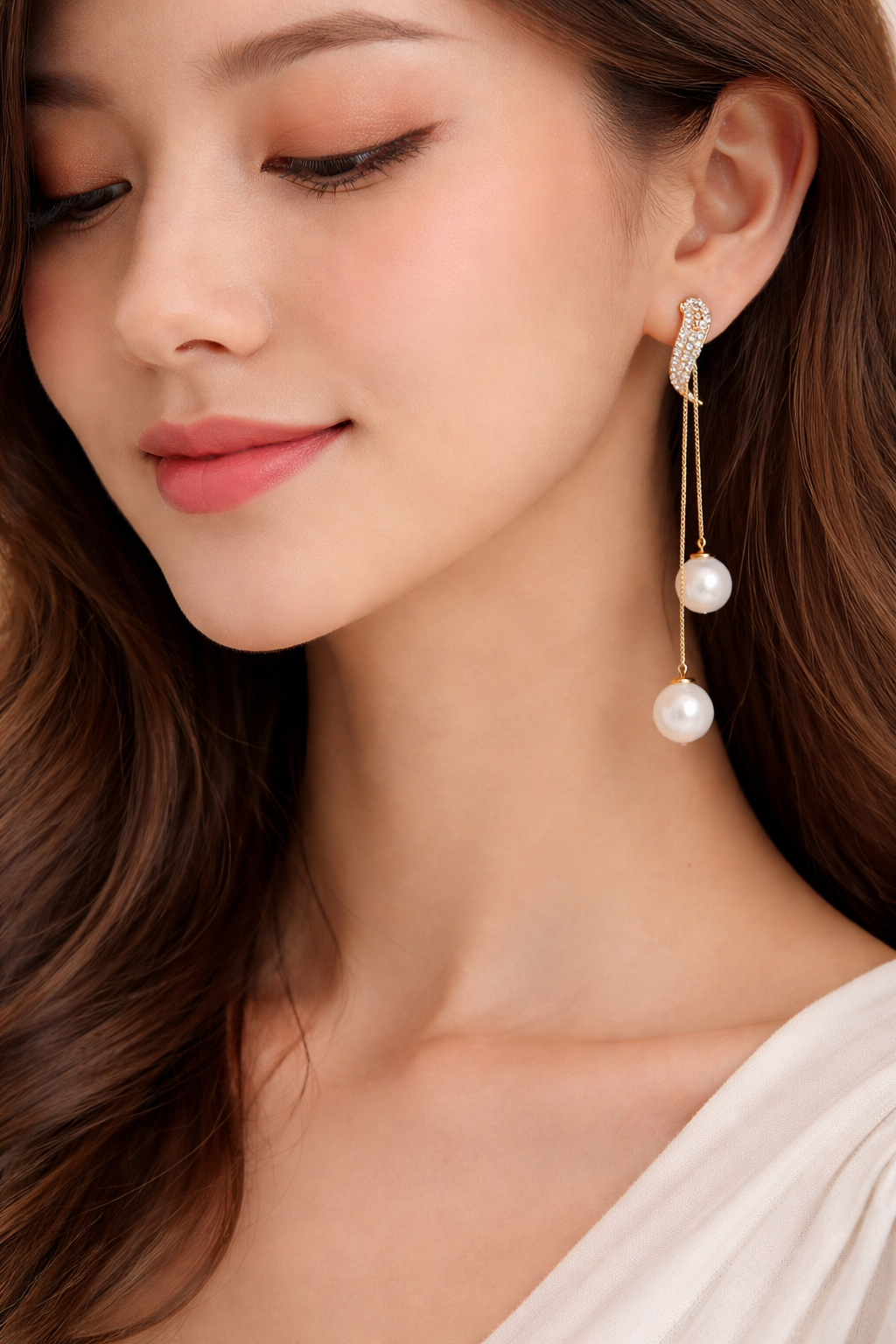 Celeste Crystal Pearl Drop Earrings