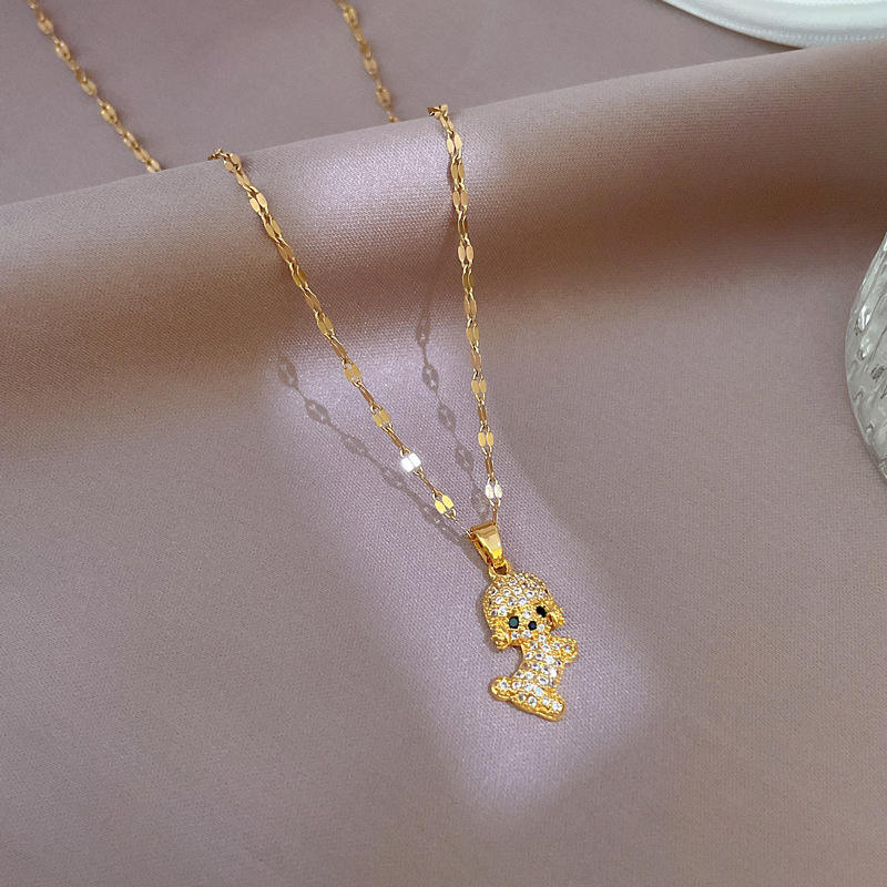 Golden Puppy Sparkle Pendant Necklace