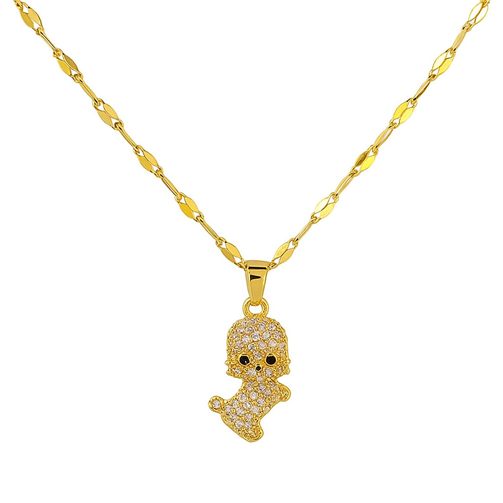 Golden Puppy Sparkle Pendant Necklace