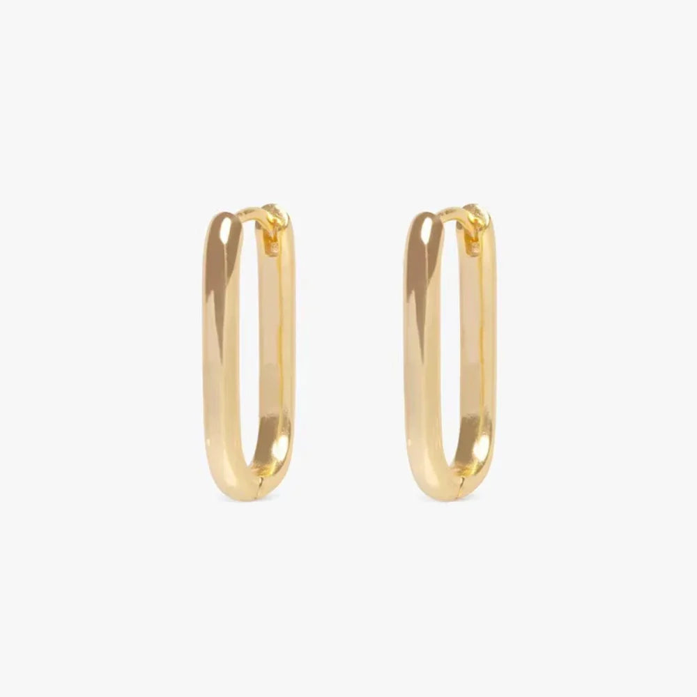 Dual-Tone Oval Hoop Earrings