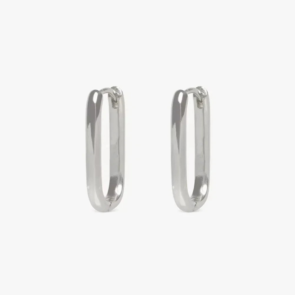 Dual-Tone Oval Hoop Earrings