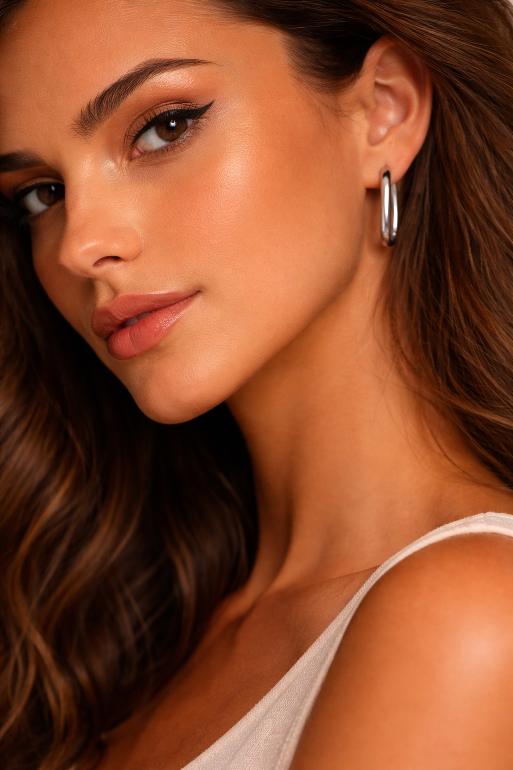 Dual-Tone Oval Hoop Earrings