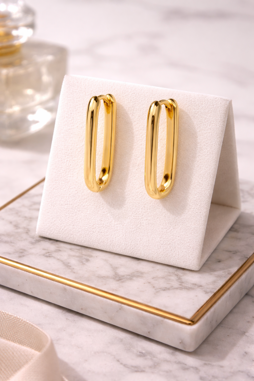 Dual-Tone Oval Hoop Earrings