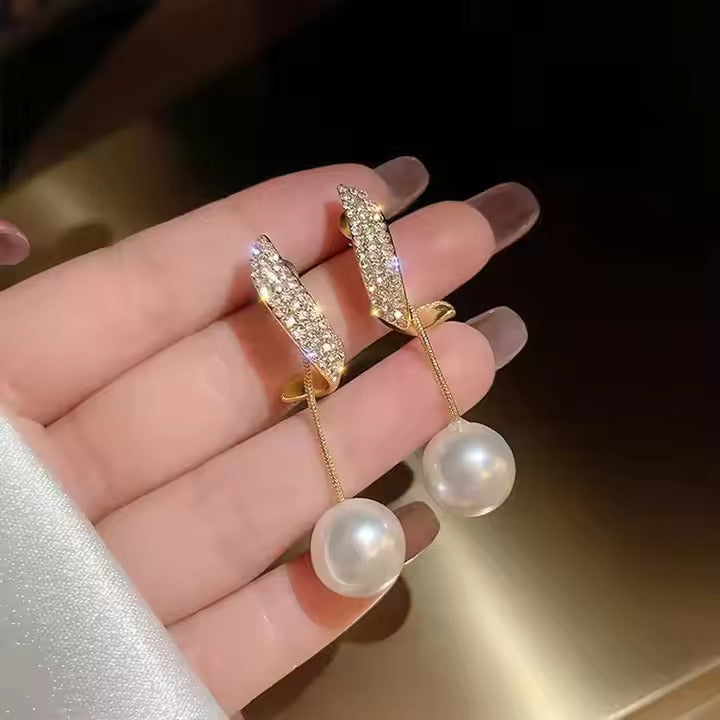 Celeste Crystal Pearl Drop Earrings