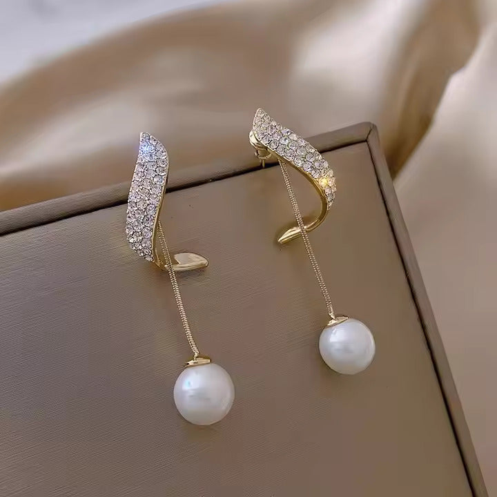 Celeste Crystal Pearl Drop Earrings